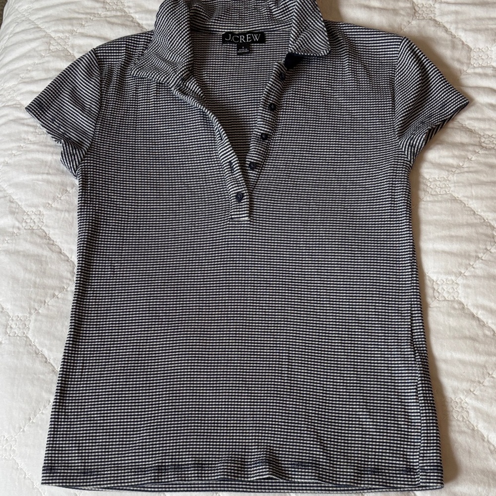 J. Crew Blue and White fitted polo Shirt